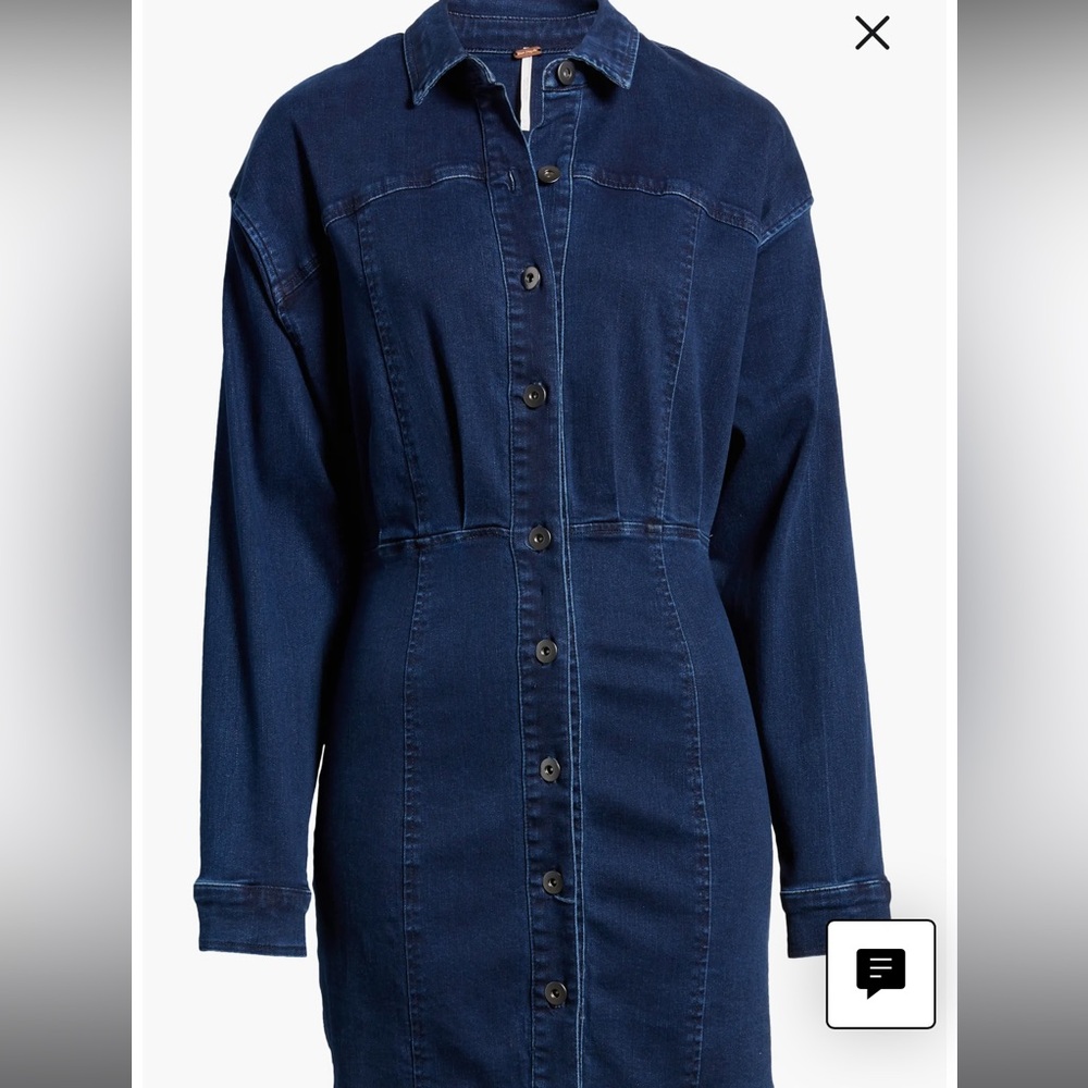 Free People  Amber Long Sleeve Denim Shirtdress NWT
